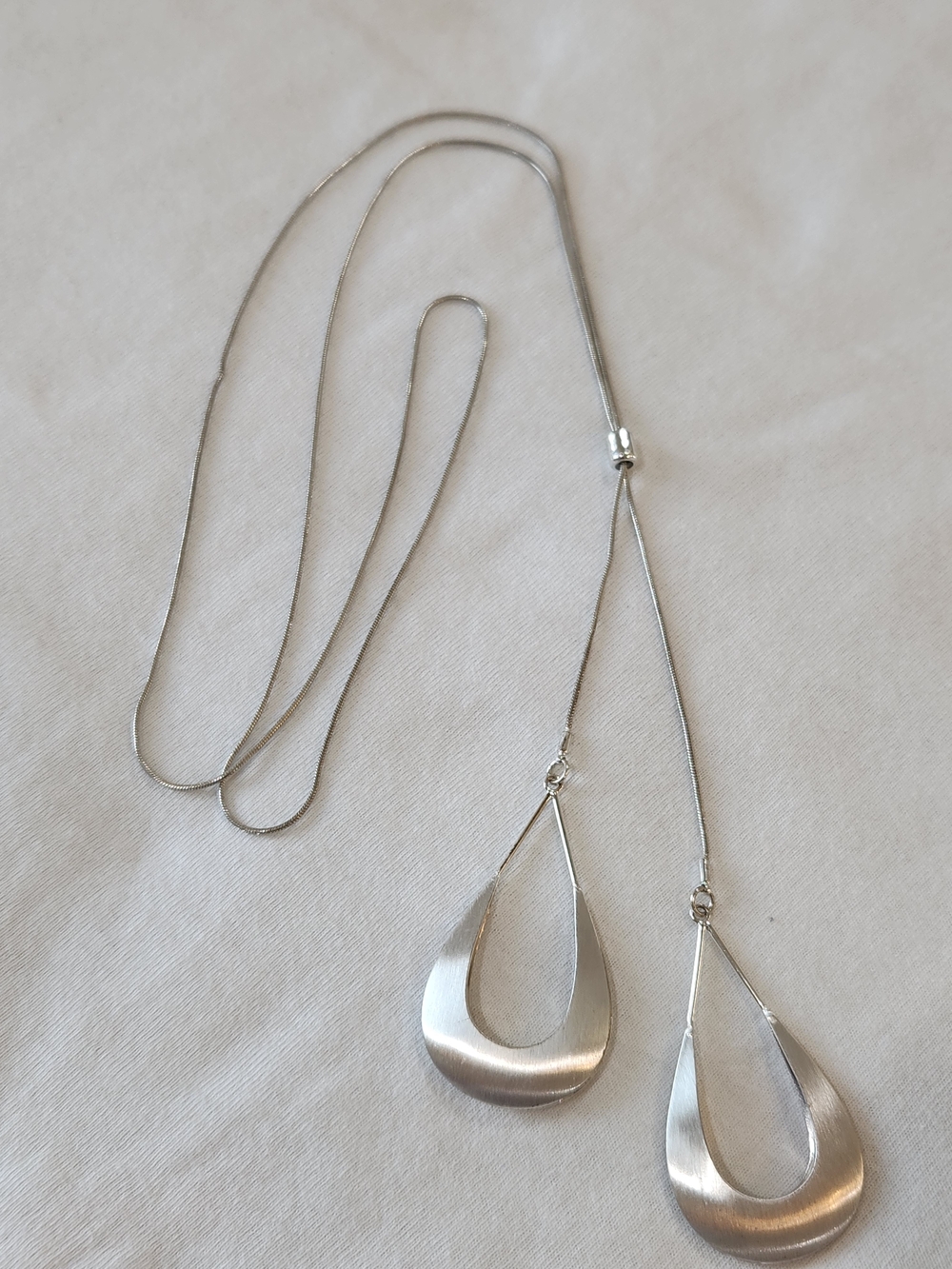 Silver Teardrop Double Pendant Necklace - Women Jewelry